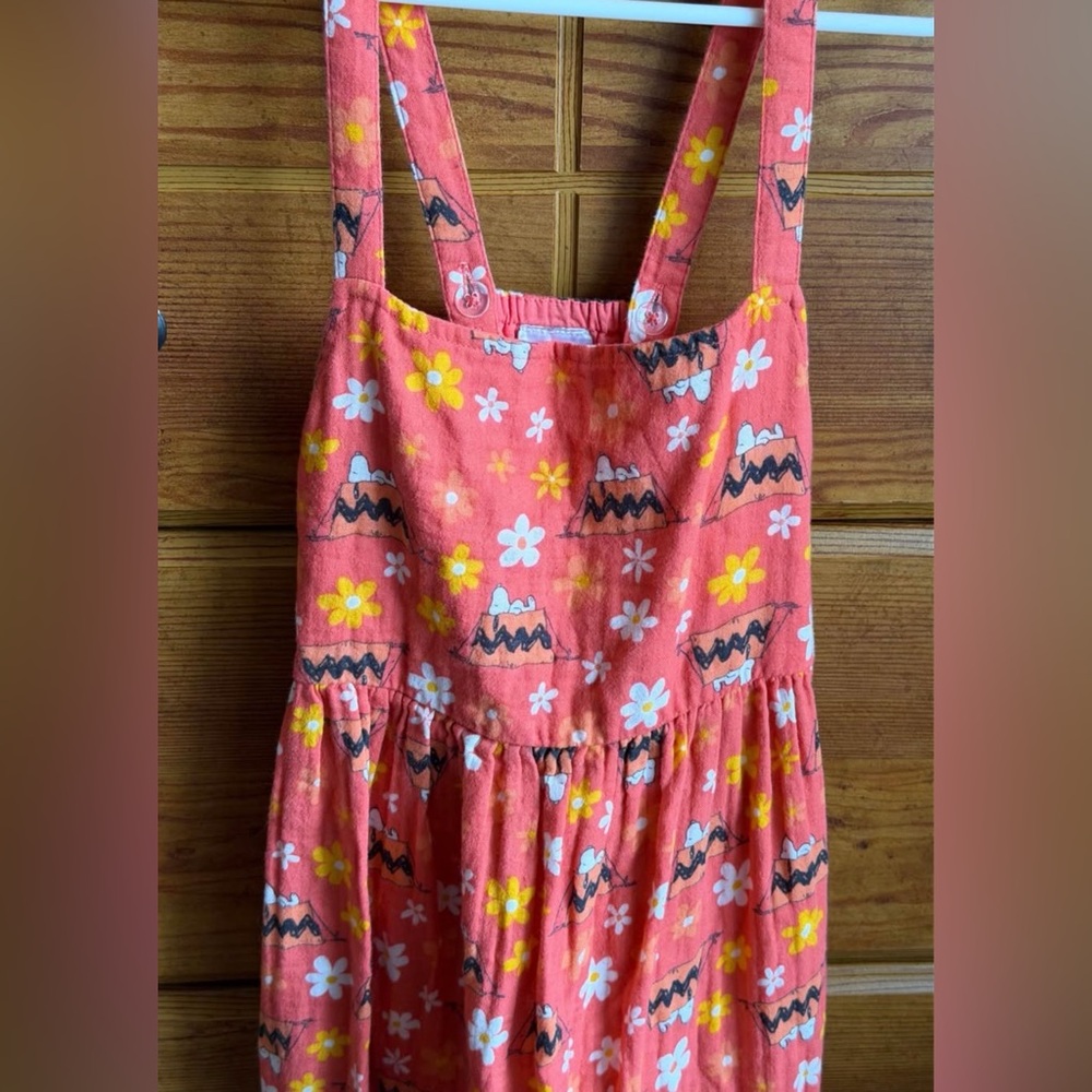 Hanna Andersson Peanuts Snoopy Gauze Cotton Tiered Summer Maxi Dress Size 8 - Picture 2 of 3